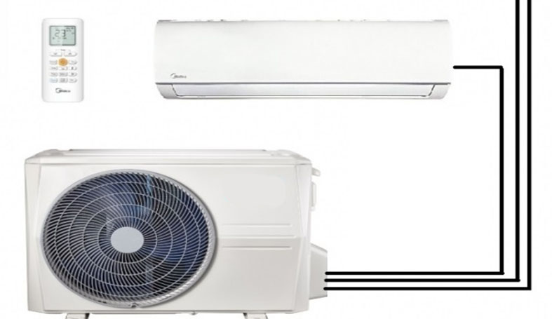 Outside and inside units of a split system with its remote