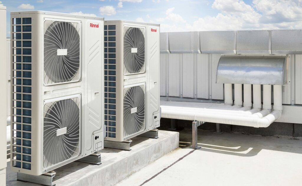 Rinnai Commercial aircon system mounted on the rooftop
