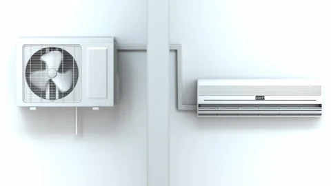 Idle split system air conditioner installed at home