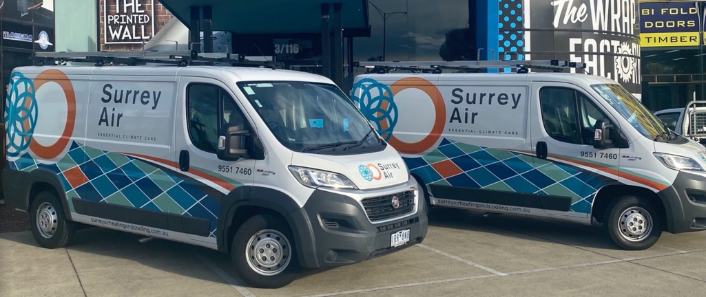 Surrey Air heating and cooling vans, providing comfort to Melbourne for the past 45 years