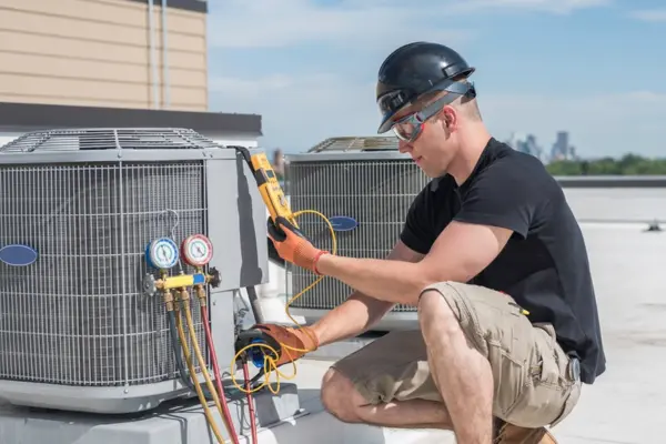 Surrey air technician doing heating repair