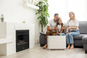 family enjoying winters indoor with a Convector Heater